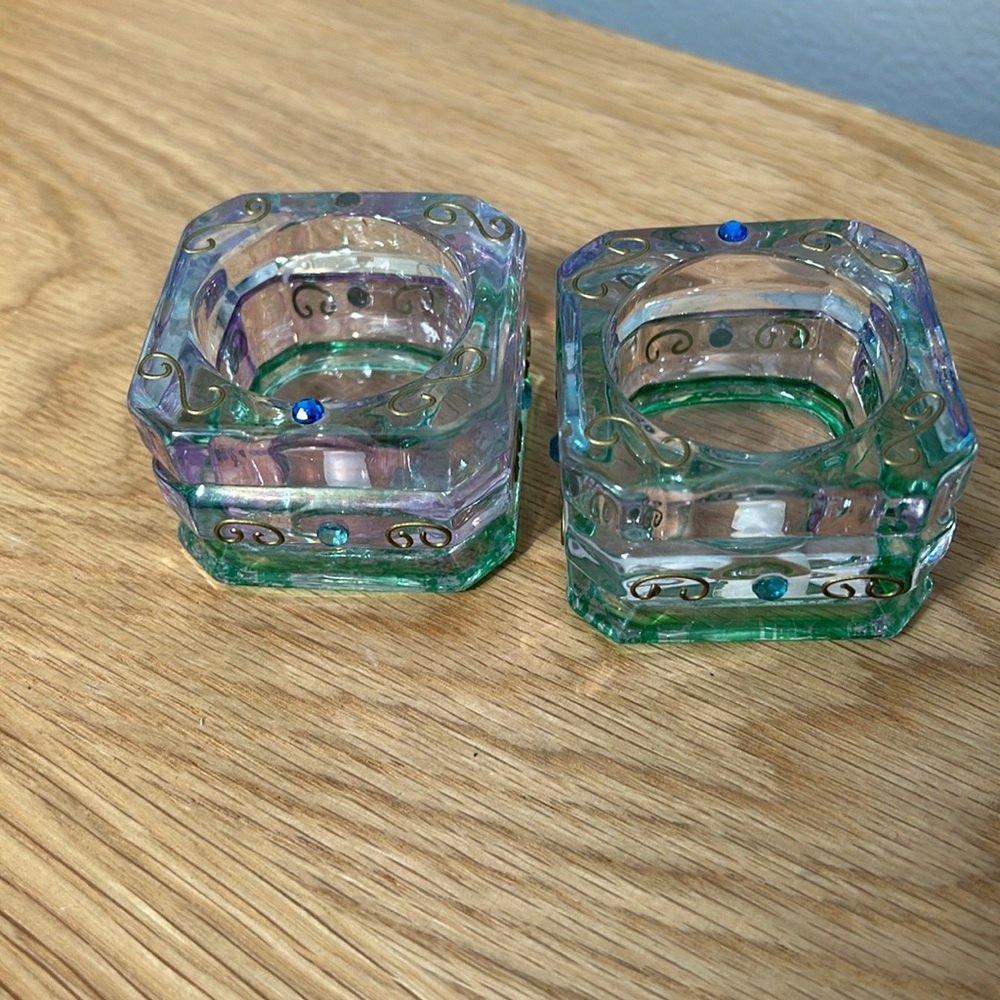 Pair of 2 Partylite Candle Holders, decorated